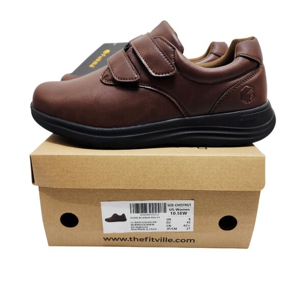 FitVille BriskWalk Elite V3 Womens Chestnut Sneakers - Size 10.5EW - Comfortable - Picture 1 of 15
